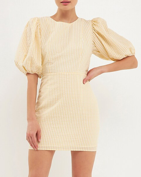 English Factory Metallic Plaid Mini Dress | Express