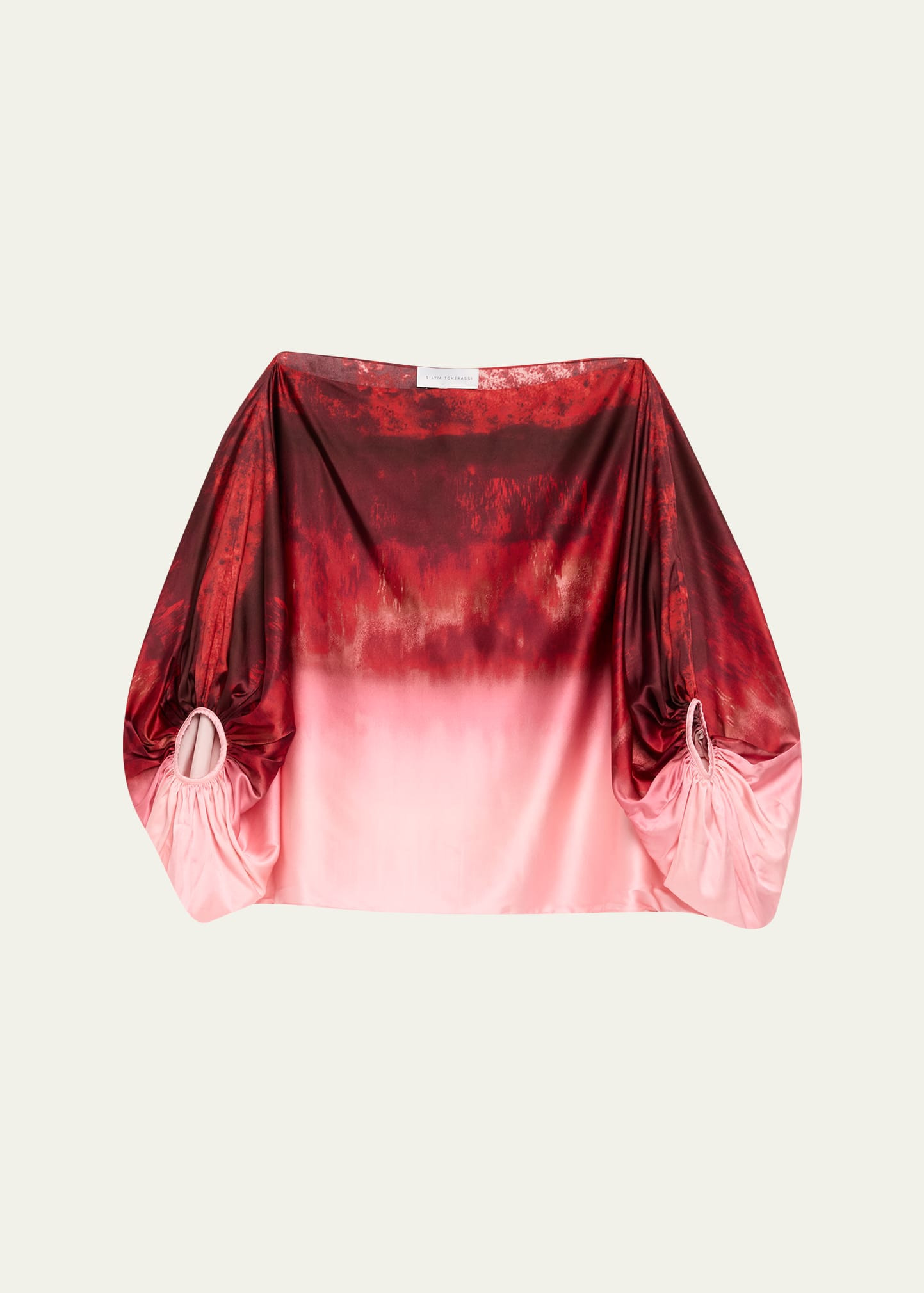 Silvia Tcherassi Bellagio Degrade Silk Balloon-Sleeve Blouse | Bergdorf Goodman