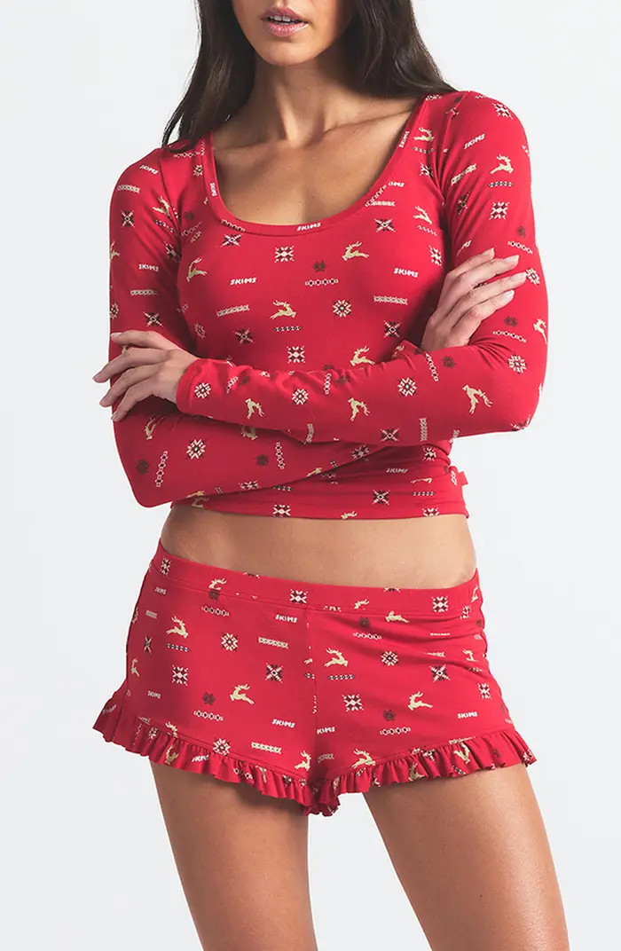 Scoop Neck Top & Ruffle Shorts Pajamas | Nordstrom