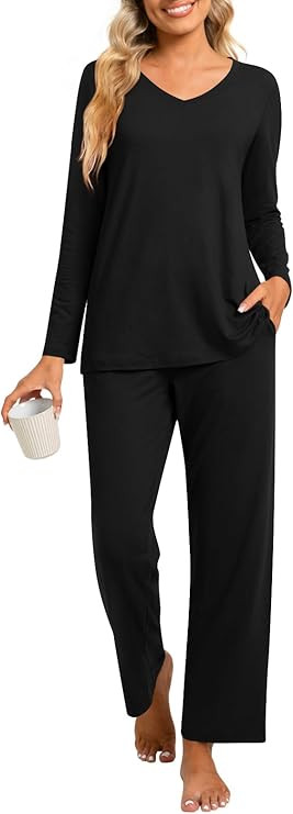 syoss 2 Piece Women's Fall Pajama Sets, Long Sleeve Lounge Sleepwear Ladies Pjs Sets with Pockets | Amazon (US)