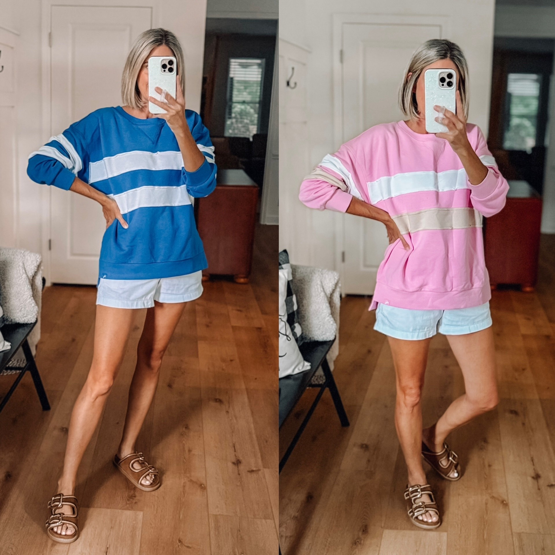 Target striped sweatshirts perfect for transitioning into fall. Fit true to size. Slip on sandals are cushy and comfortable! 

#targetstyle #targetfashion #affordablefashion 

#LTKFindsUnder50 #LTKSeasonal #LTKStyleTip