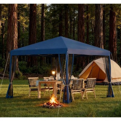 9.7' x 9.7' Pop Up Canopy Tent, Height Adjustable Instant Gazebo Screen House Room with Mesh Sidewalls, Carry Bag, Drain Holes, UV Protection | Target