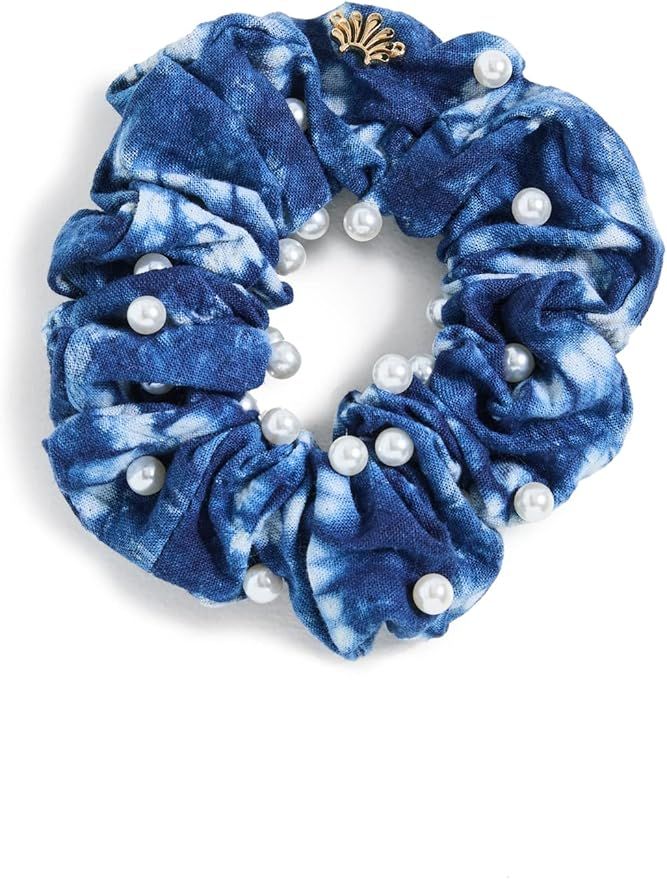 Lele Sadoughi Women's Shibori Pearl Oversized Scrunchie, Indigo 400, Blue, Print, One Size at Ama... | Amazon (US)