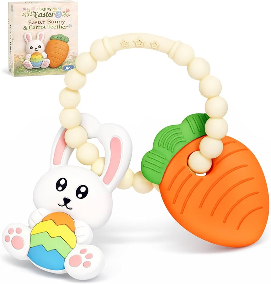Easter Baby Teething Ring Toys – Bunny Easter Egg & Carrot Teethers for Newborns, Infants & Tod... | Amazon (US)