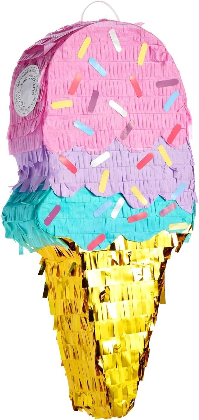 Ice Cream Pinata for "Two Sweet" Birthday Decorations, Summer Party Supplies (Small, 17x8x3 in) | Amazon (US)
