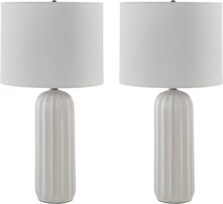 Signature Design by Ashley Clarkland Table Lamps Set of 2, White Ceramic | Amazon (US)