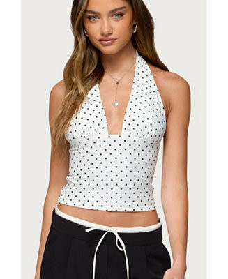 Edikted Women's Blaire Polka Dot Halter Top - Macy's | Macy's