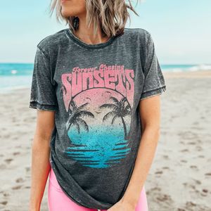 Forever Chasing Sunsets Acid Wash Tee | Mountain Moverz