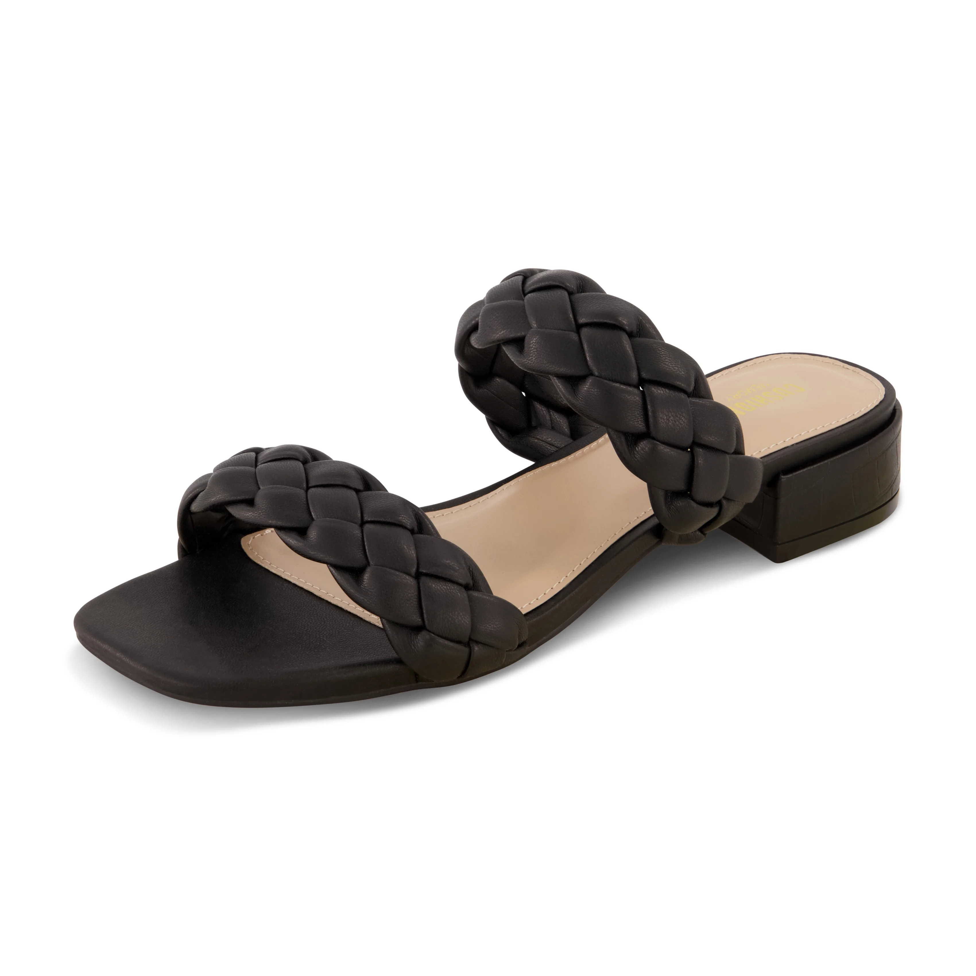 CUSHIONAIRE Women's Nan Two Band Braided Low Block Heel Slide Sandal +Memory Foam | Walmart (US)