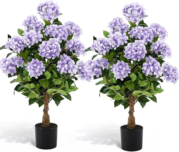 2 Pack 3ft Artificial Hydrangea Tree Faux Hydrangea Plants Indoor Outdoor Fake Flower Trees with ... | Amazon (US)