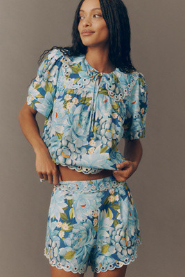 Farm Rio Scalloped Hem Shorts | Anthropologie (US)