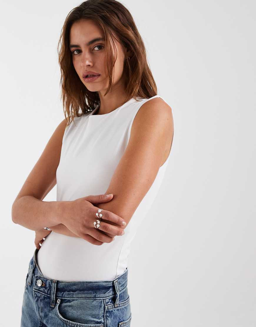 Vero Moda seamless sleeveless jersey bodysuit in white | ASOS (Global)