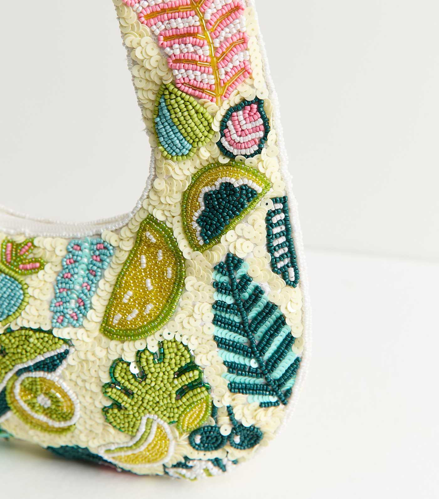 Green Tropical Beaded Shoulder Grab Bag | New Look | New Look (UK)