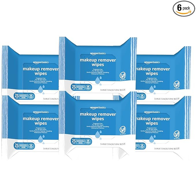 Amazon Basics Makeup Remover Wipes, Formulated without Fragrance and Alcohol-Free, Gentle Cleansi... | Amazon (US)