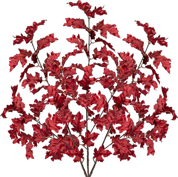GnFlus Fall Leaves Stems 34.3 Inch Long Artificial Oak Faux Fall Leaves Oak Fall Stems for Table ... | Amazon (US)