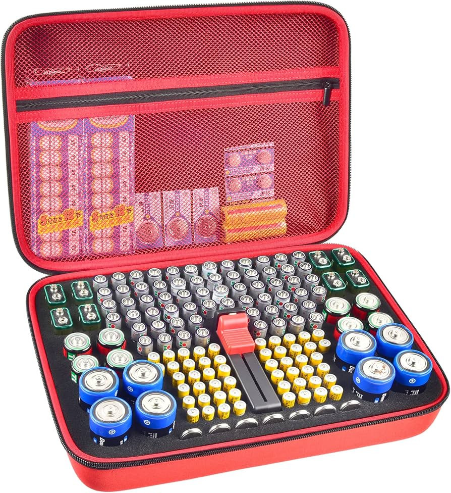 Battery Organizer Case, Batteries Storage Holder Container with Tester Checker. Garage Organizati... | Amazon (US)