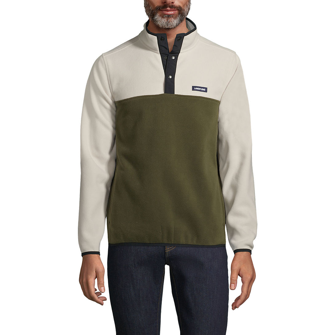 Men's Heritage Fleece Snap Neck Pullover | Lands' End (US)