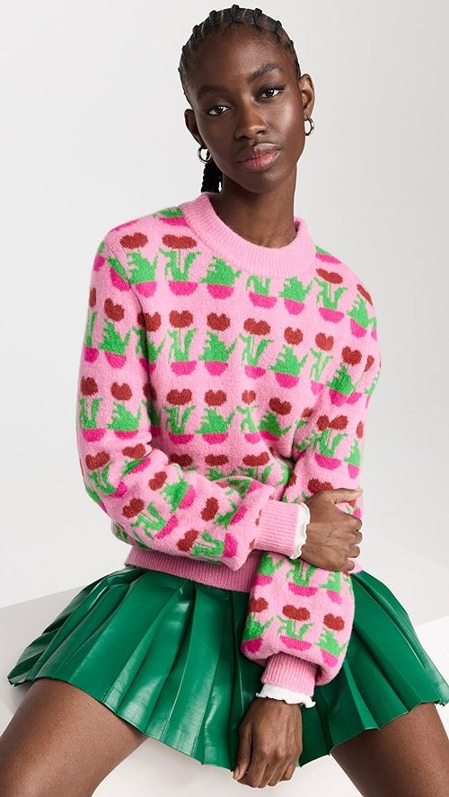 Joelle Pink Flower Pot Sweater | Shopbop