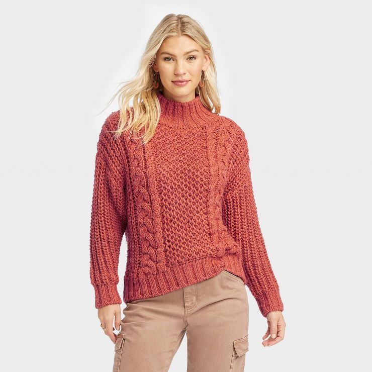 Women's Turtleneck Cable Knit Pullover Sweater - Universal Thread™ | Target