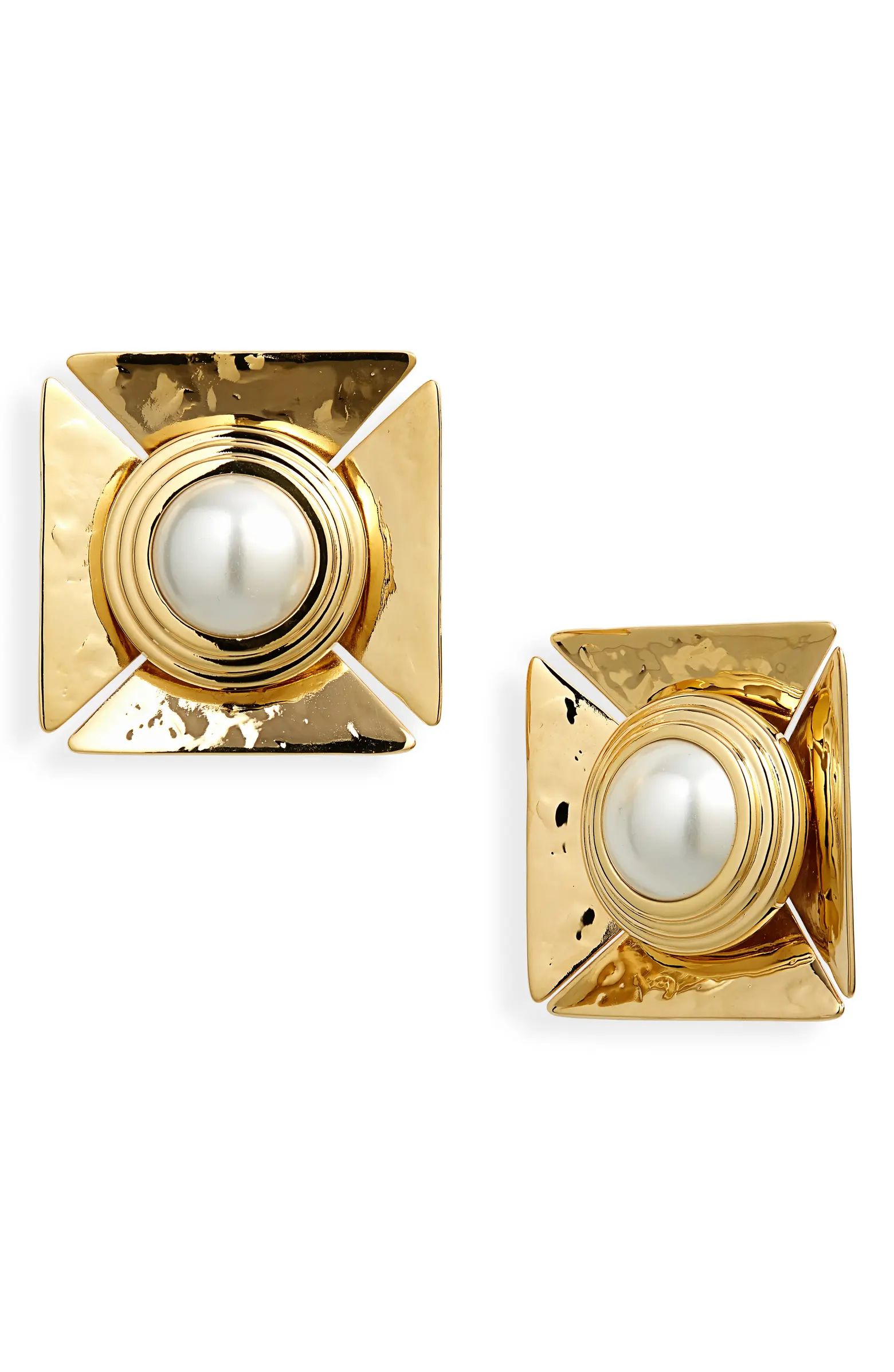 Saint Laurent Imitation Pearl Square Earrings | Nordstrom | Nordstrom