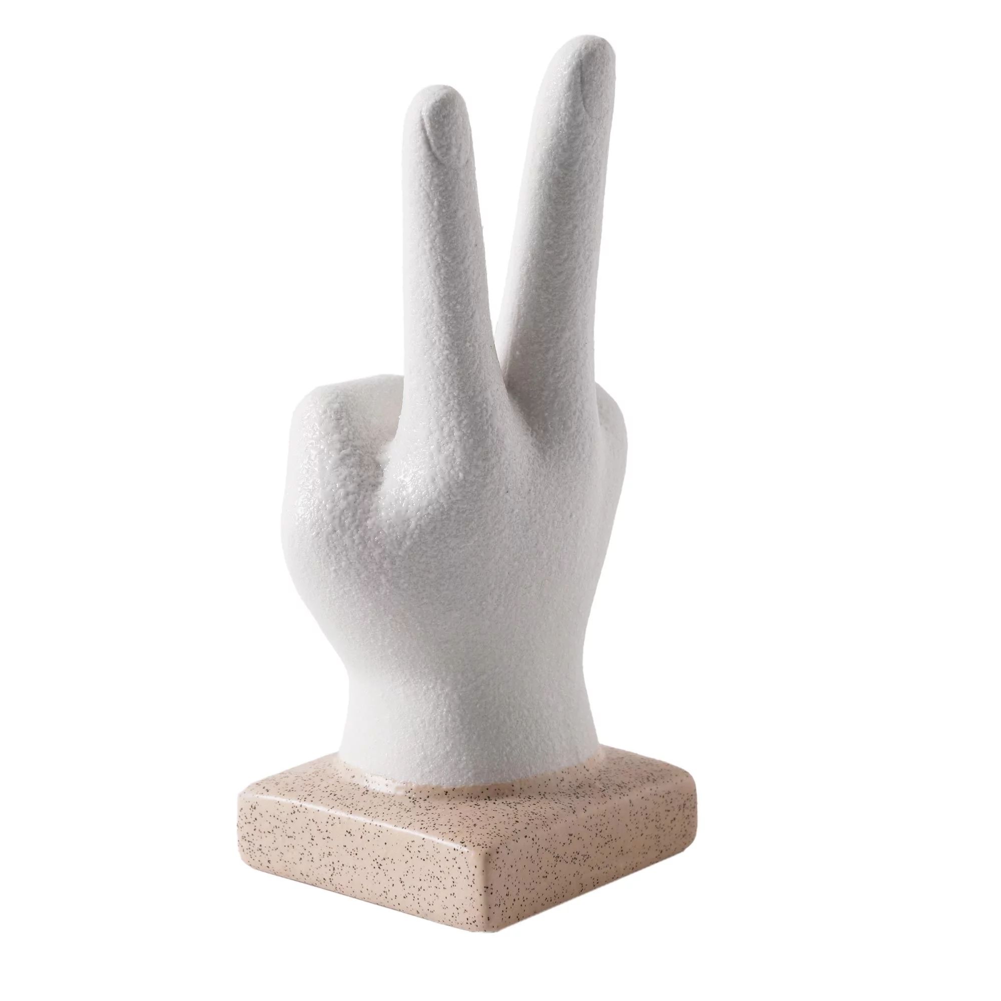 Home Décor Collection Peace Hand Sign White Ceramic Bohemian Figurine Decor - 6.5" x 2.5" x 2.75... | Walmart (US)