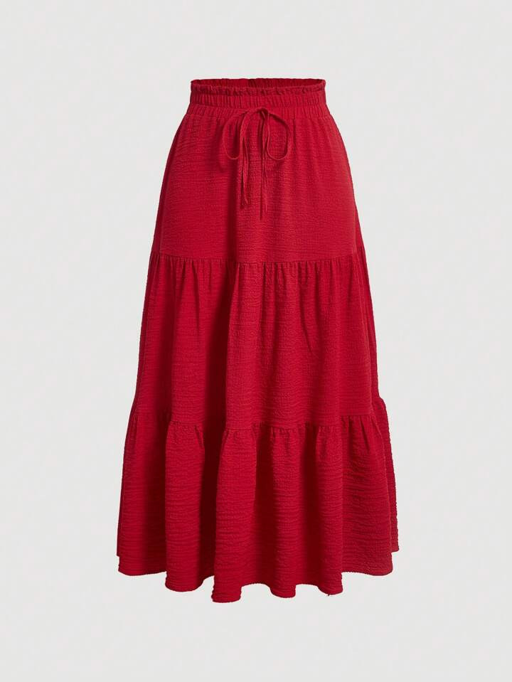 SHEIN MOD Paperbag Waist Ruffle Hem Skirt | SHEIN
