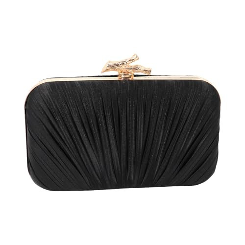 RonFoxi Black Clutch Purses for Women Formal - Black Evening Bags Bridal Purses for Women Wedding Guest (Style 14-Black) | Amazon (US)