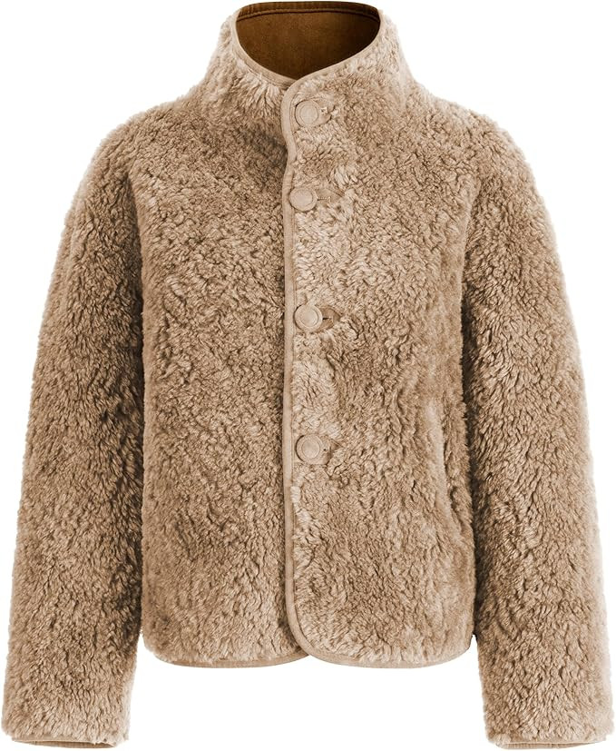 FLAVOR Womens Reversible Shearling Faux Leather Jacket Winter Casual Stand Collar Coats | Amazon (US)