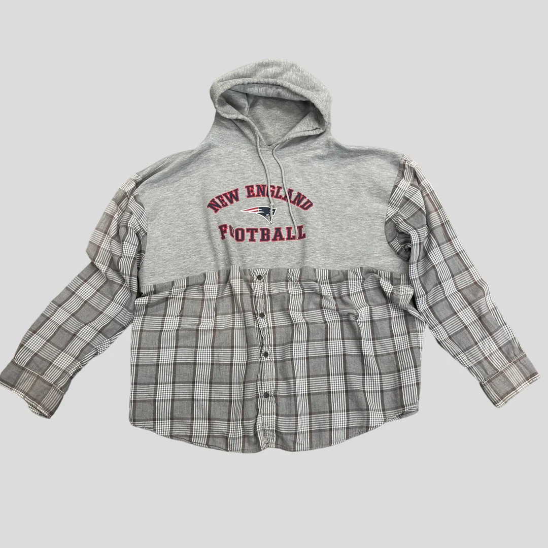 Reconstructed New England Patriots Flannel Hoodie | Etsy (US)