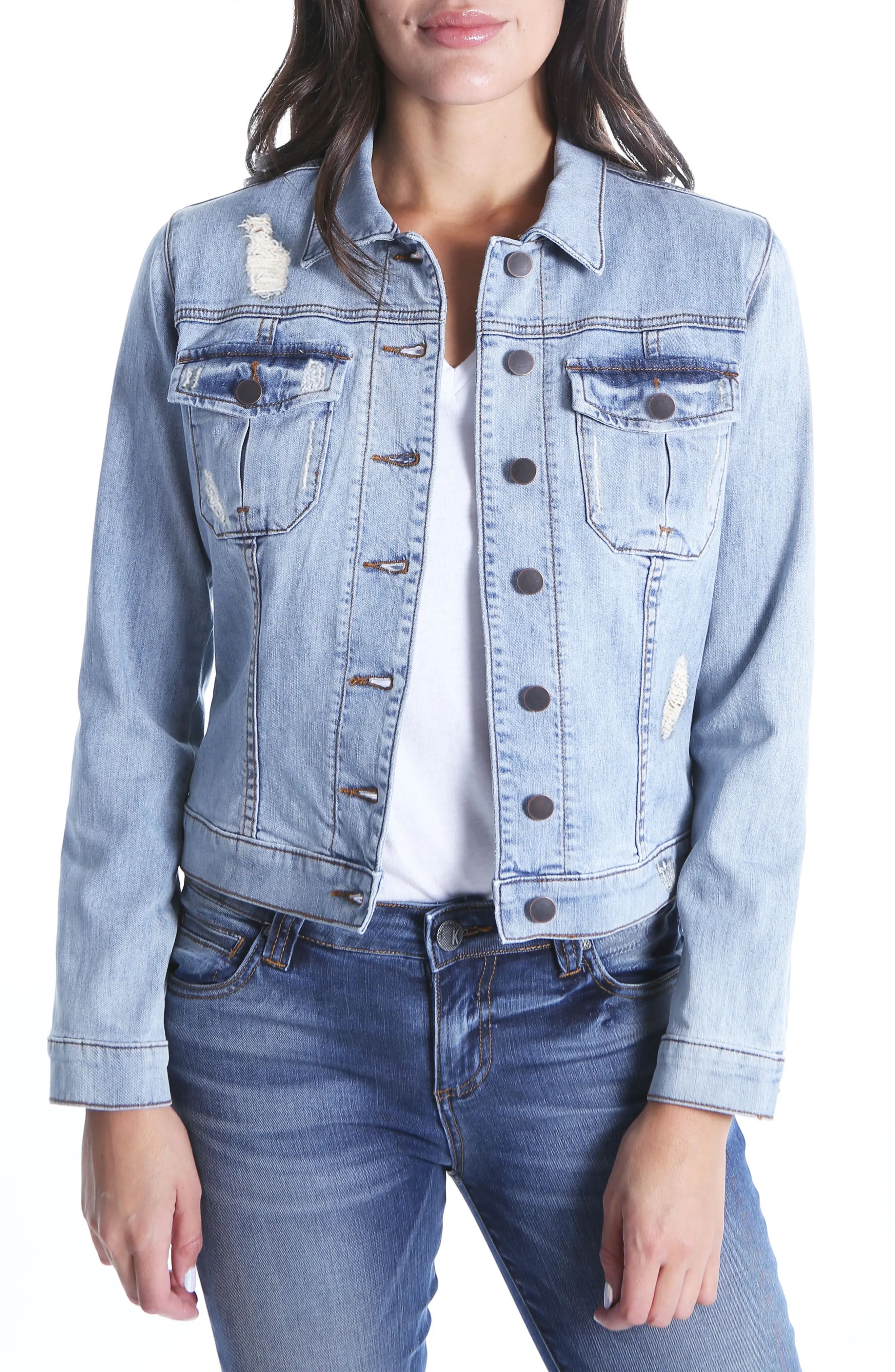 Women's Kut From The Kloth Amelia Distressed Denim Jacket | Nordstrom