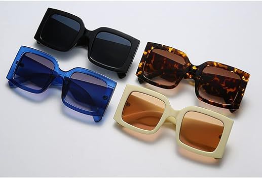 YAMEIZE Vintage Oversized Sunglasses for Women Men Trendy Square Frame UV400 Protection Sun Glass... | Amazon (US)
