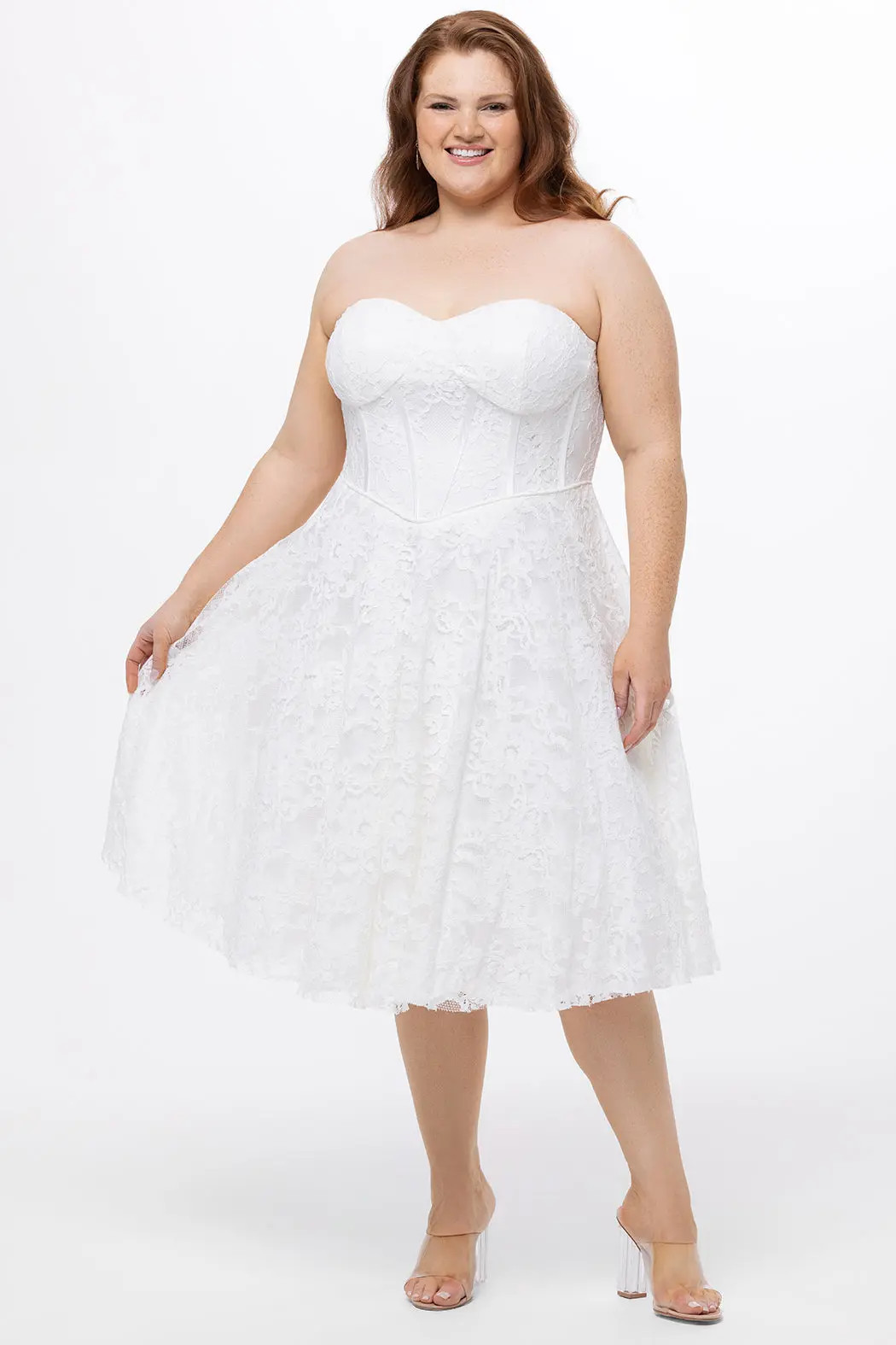 Celebrations by Sydney's Closet Sweetheart Strapless Lace Bustier Plus Size Party Dress (Women) |... | Nordstrom