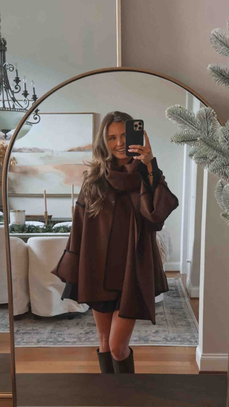 Dinner look tonight 🤎 Cozy cape sweater, knee-high boots & minimal glam — my current go-to Revolve winter outfit combo. Linking similar pieces + styling options for an elevated, effortless look.

winter dinner outfit, holiday outfit inspo, brown cape sweater, knee high boots outfit, winter style, neutral outfit inspo, cozy chic look, classy evening outfit, fall/winter fashion, mirror selfie outfit, casual dinner style

#LTKdayinmylife #LTKootd #LTKHoliday