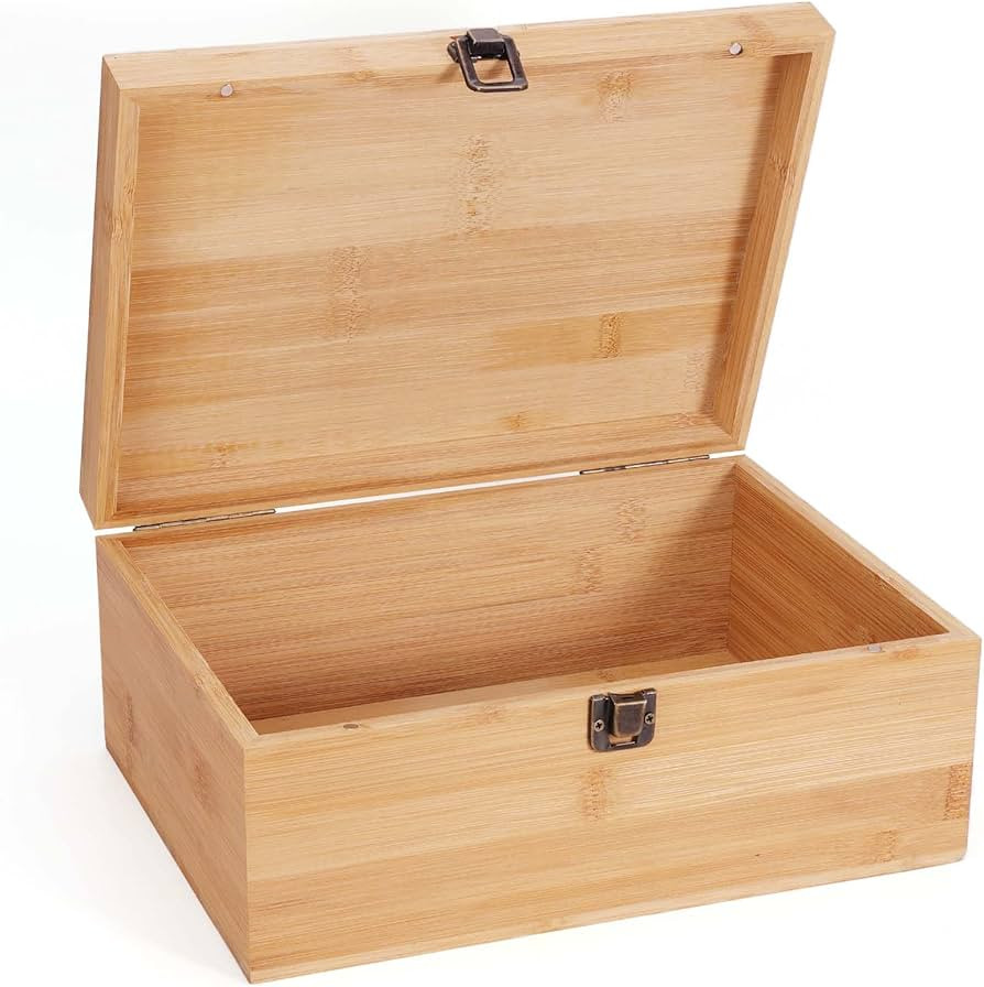 Woiworco Large Bamboo Wooden Storage Box with Hinged Lid, 11 x 7.9 x 4.5 inch Natural Wooden Box ... | Amazon (US)