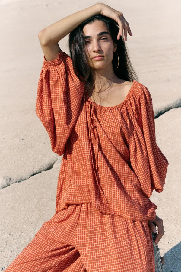 Zahra Blouse ~ Marmalade | Ethically Made Linen Blend Blouse | Daughters of India