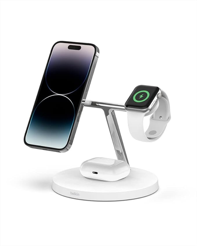 Belkin MagSafe 3-in-1 Wireless Fast Charging Stand for Apple Watch, iPhone Series, AirPods - Whit... | Amazon (US)