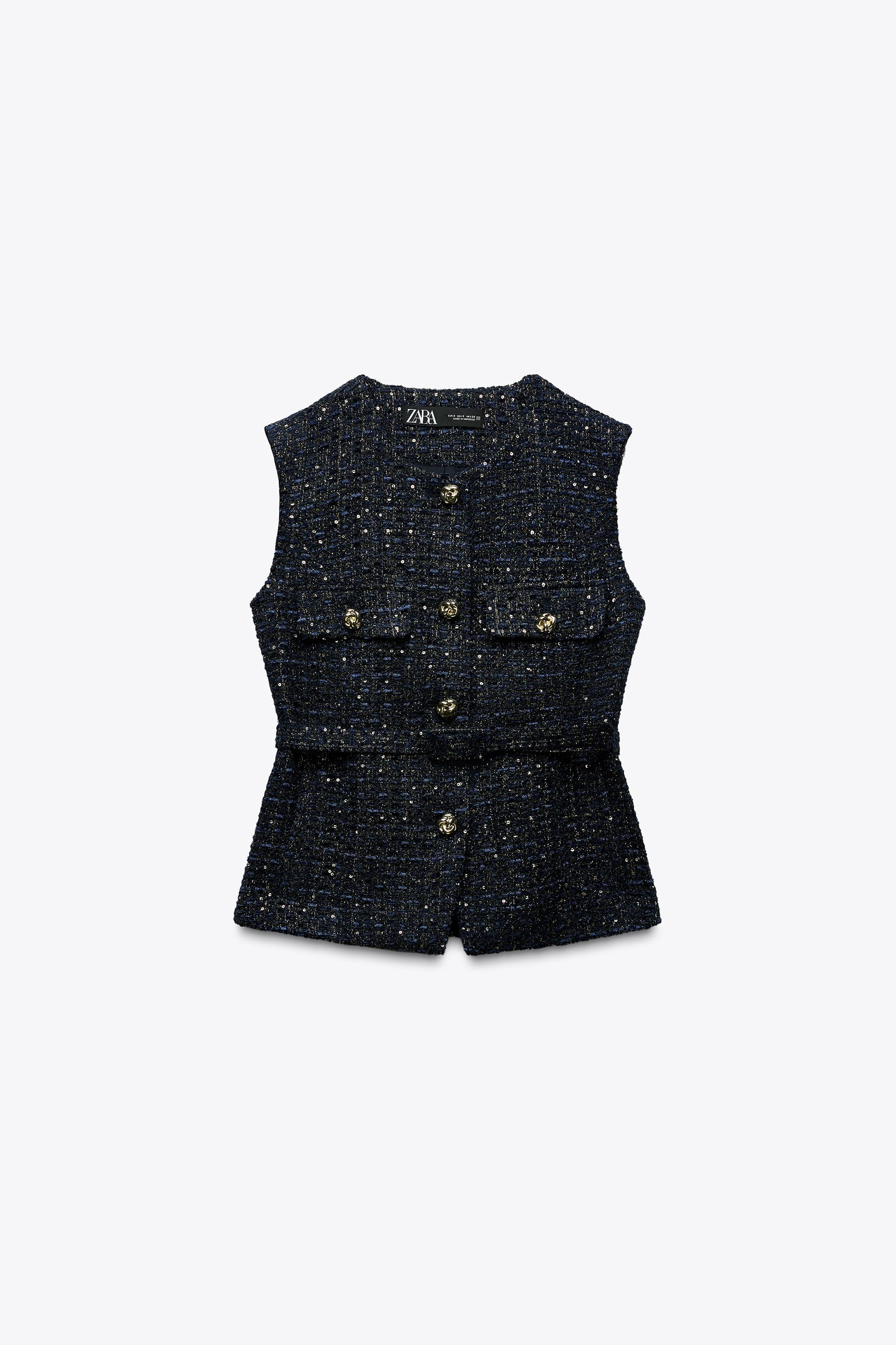 Round neck sleeveless waistcoat. Featuring a matching belt, mock flap pockets and front pockets. ... | Zara UK