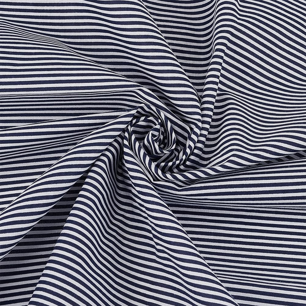 FINGERINSPIRE 1.09 Yards Stripes Cotton Fabric 63 inch Wide Blue White Sewing Stripe Pattern Fabr... | Amazon (US)