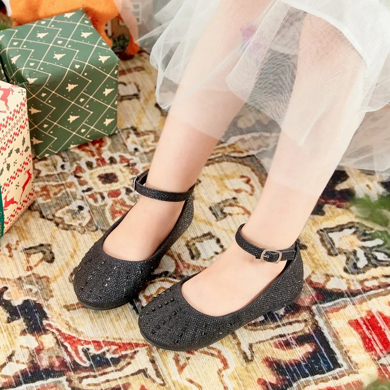 ESTINE Flower Female Dress Shoes Toddler Girl Mary Jane Flats Black 10M | Walmart (US)