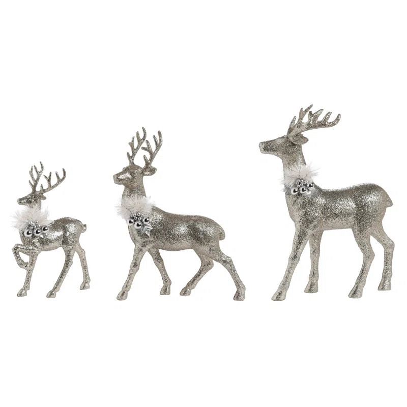 3 Piece Desmond Plastic Glitter Reindeers Set | Wayfair North America