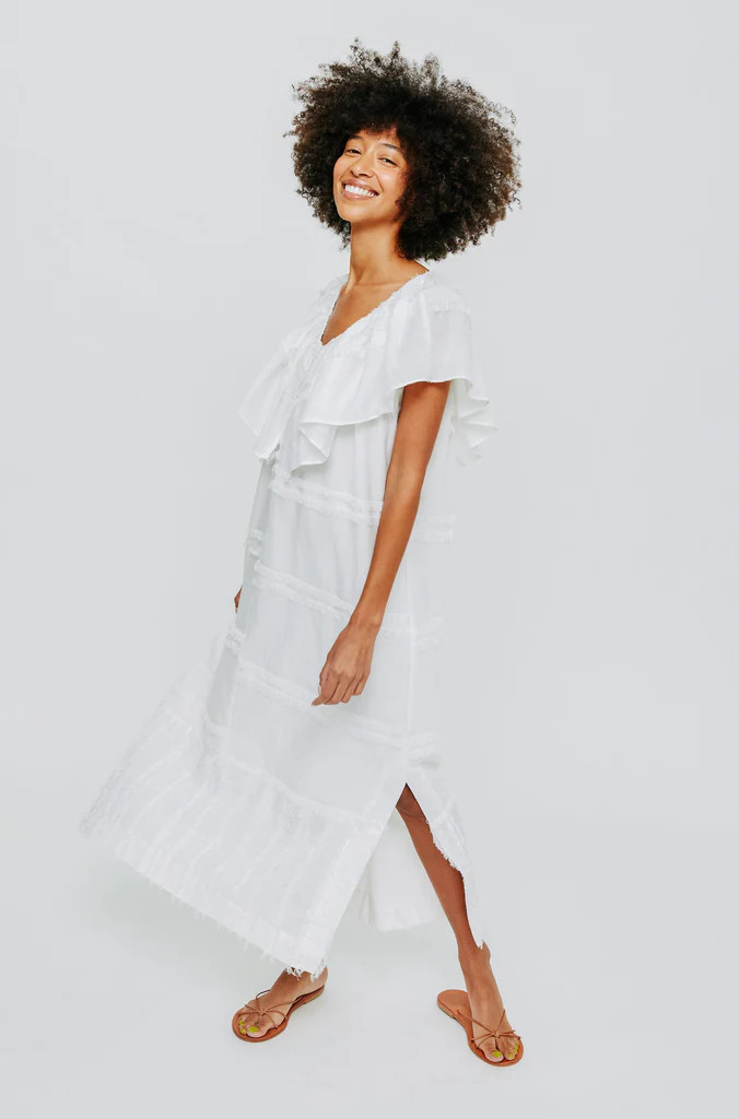 capri dress in white fringe - MIRTH | MIRTH