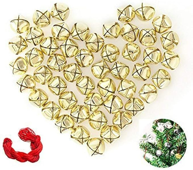 50 Pack 1 Inch Jingle Bells Christmas Gold Jingle Bells for Craft Festival Decoration with 30 Met... | Amazon (US)