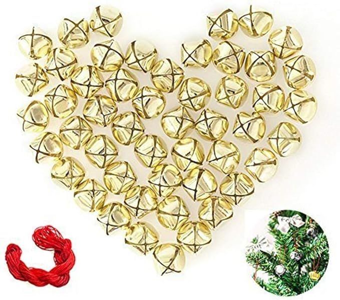50 Pack 1 Inch Jingle Bells Christmas Gold Jingle Bells for Craft Festival Decoration with 30 Met... | Amazon (US)