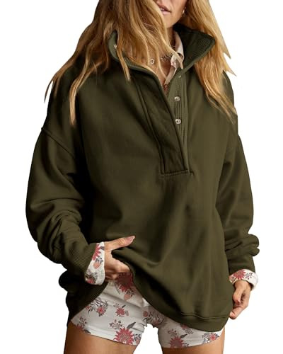Gacaky Sweatshirt for Women Oversized Henley Neck Pullover Top Fall Outfits | Amazon (US)