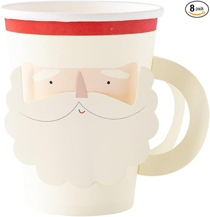 My Mind's Eye Santa Party Cups – 8 Pack – 12oz Disposable Christmas Cups with Beard Sleeves a... | Amazon (US)