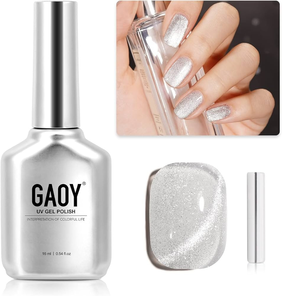 GAOY Cat Eye Gel Nail Polish, Glitter Holographic Nail Polish with Magnet, 16ml Reflective Transl... | Amazon (US)