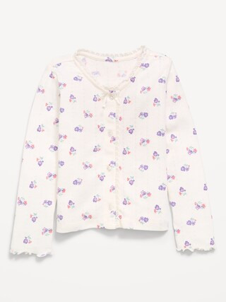 Long-Sleeve Pointelle Button-Front Top for Toddler Girls | Old Navy (US)