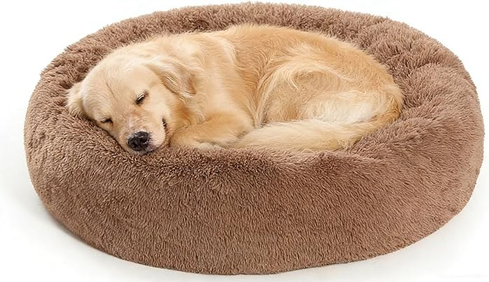 SAVFOX 36 inches Calming Donut Dog Bed - 3X Durable Plush Faux Fur, Machine Washable & Non-Slip, ... | Amazon (US)