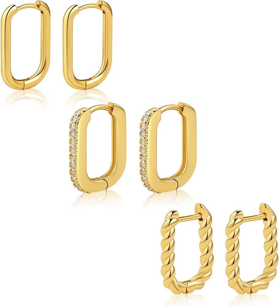BMMYE Sterling Silver Huggie Hoop Earrings for Women, Square Huggy Cartilage Hoops Small Chunky E... | Amazon (US)