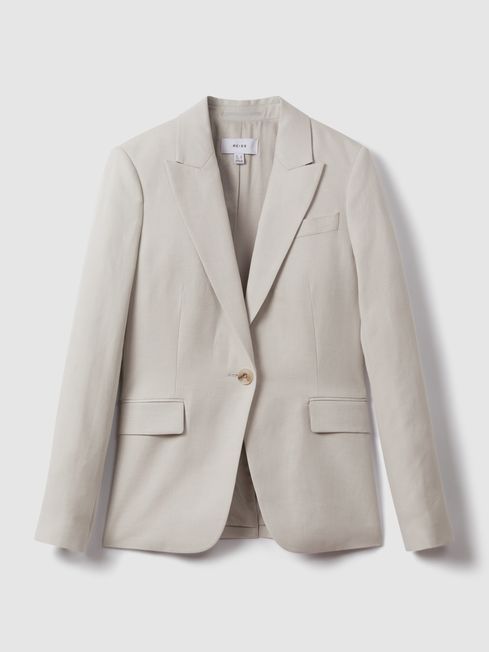 Reiss Light Grey Farrah Single Breasted Suit Blazer with TENCEL™ Fibers | Reiss UK